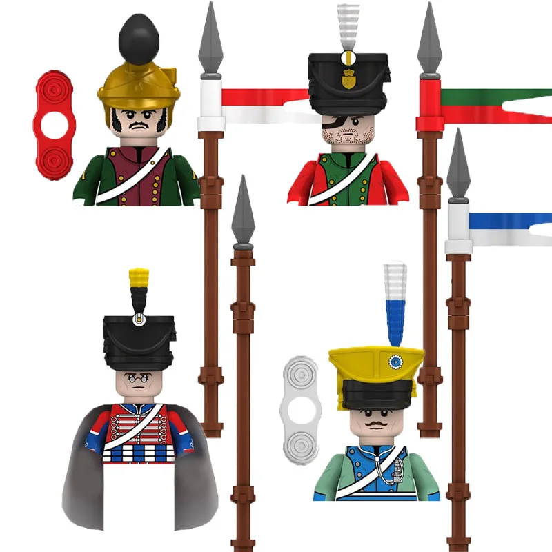 Military Building Blocks Figures Gifts Weapons Guns Sword Napoleonic War Russian France UK Italy Soliders Full Printing Body Toy