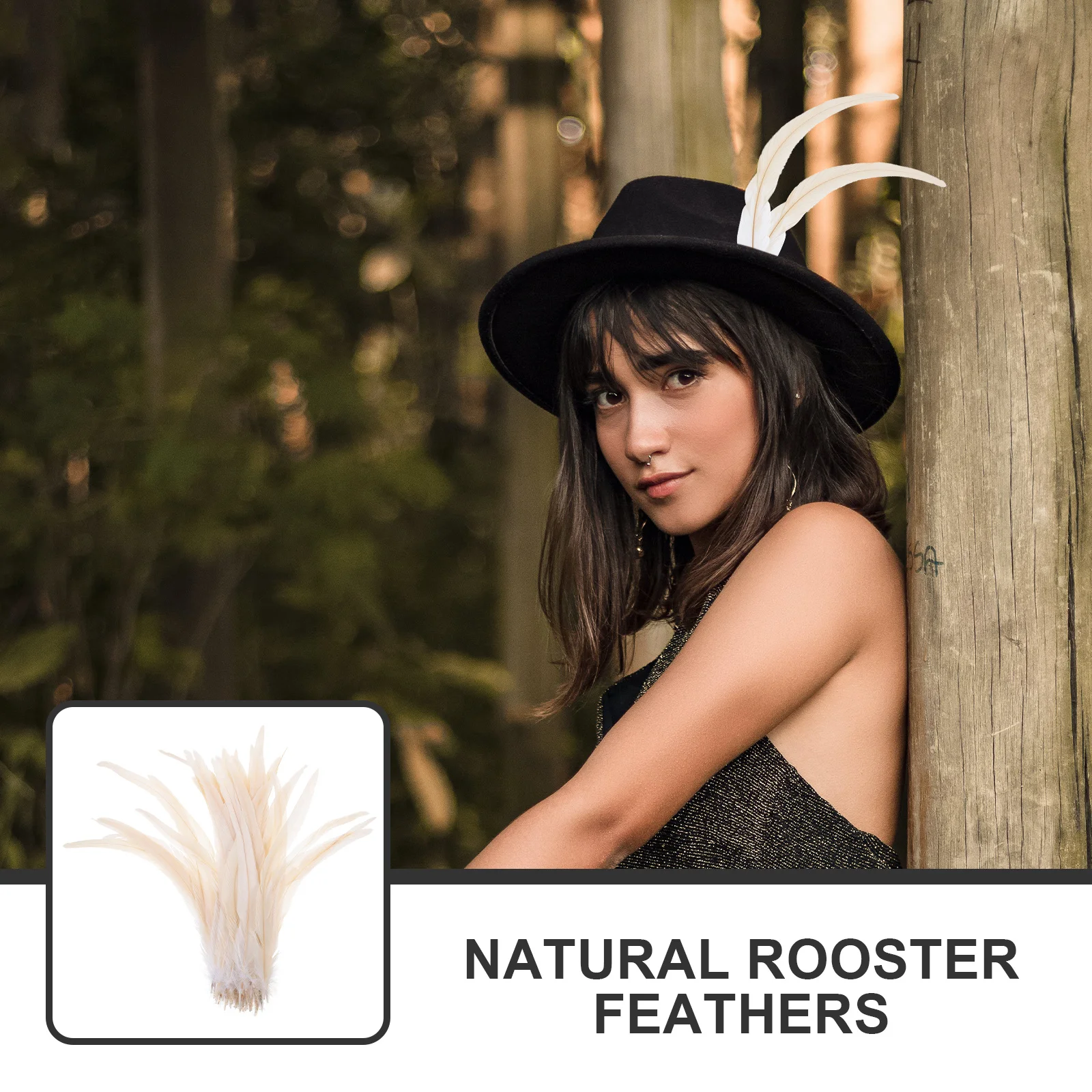 

50Pcs Natural Rooster Tail 33-40cm Lightweight Glossy for DIY Craft Hat Decoration Wall Furniture Accents