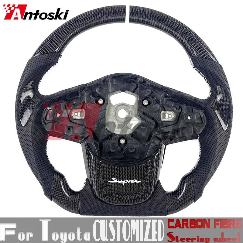 

Customized carbon fiber steering wheel for Toyota GR Supra A90 A91 2018-2022 perforated leather