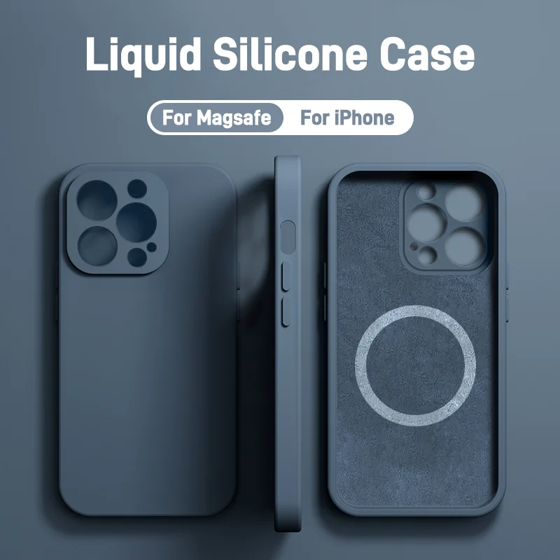 Liquid Silicone Protect Magnetic Case for iPhone 16 11 13 12 14 15 Pro Max 8 Plus XS X XR for Magsafe Case Wireless Charge Cover