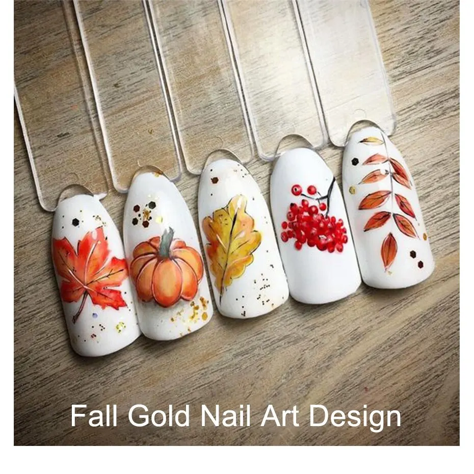 12pcs Fall Gold Leaves Nail Stickers Sliders for Manicure Maple Leaf Nail Art Water Transfer Decals Foils Autumn Decorations