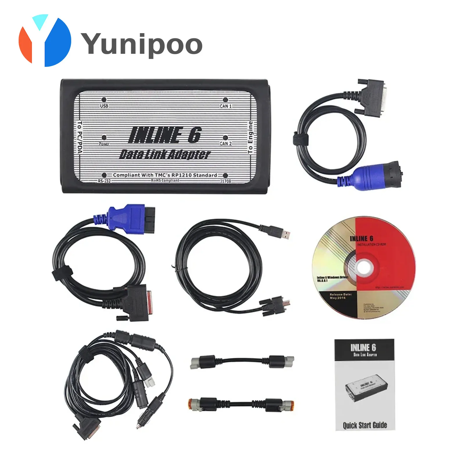 

Inline 6 data link adapter, suitable for Cummins INSITE and CALTERM interfaces, heavy-duty truck diagnostic tool