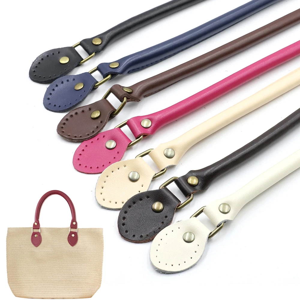 

2pcs 60cm Purse Handle Genuine Leather Bag Strap DIY Handmade Handbag Wallet Handles for Crossbody Replacement Shoulder Belts