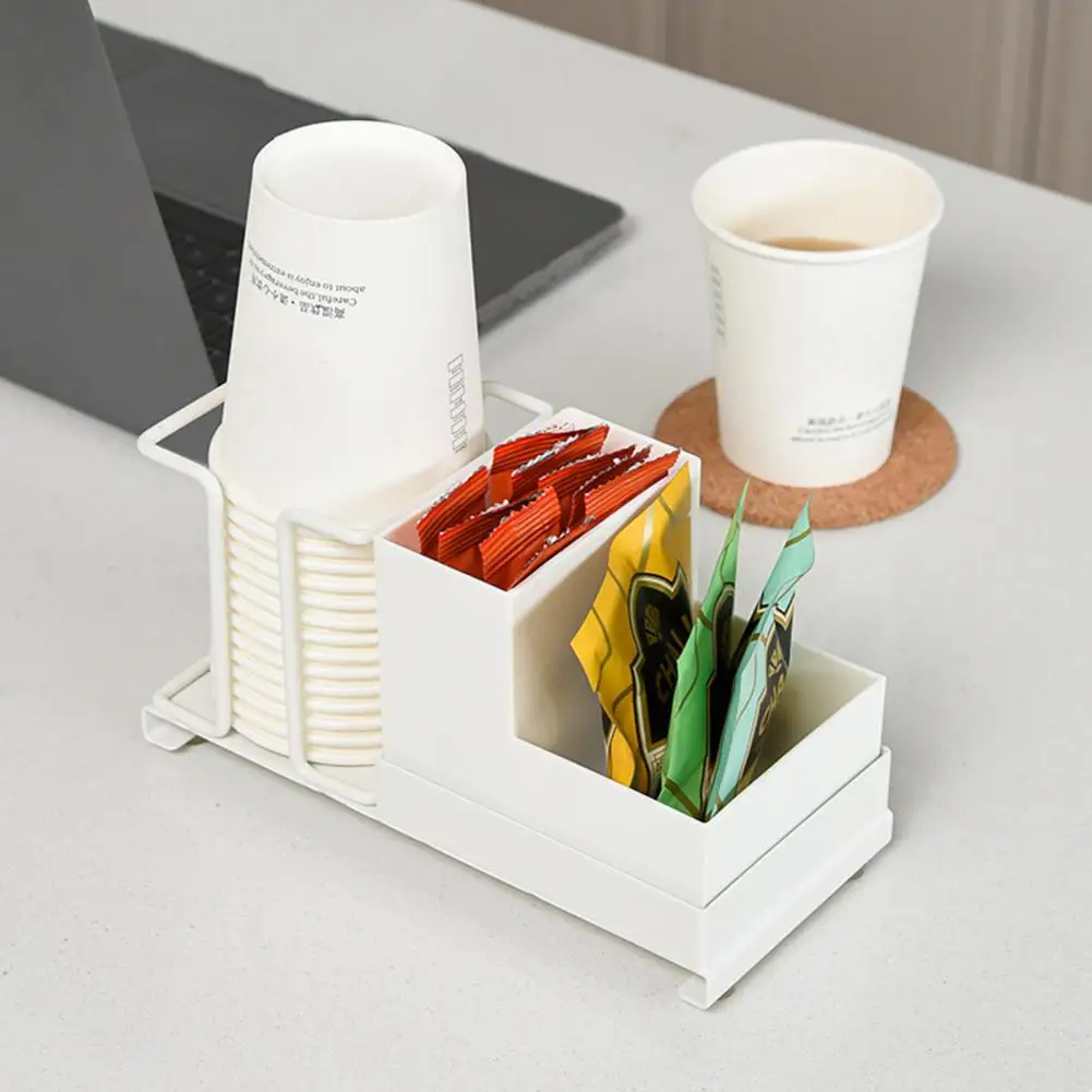 Portavasos con ranuras para pajita, diseño abierto, dispensador de vasos de Metal, almacenamiento de tazas desechables, organizador clásico para café