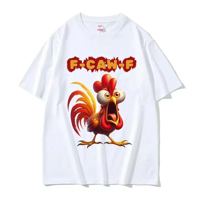 

F Caw F Chicken Funny Rooster Meme T Shirt Women Vintage High Quality Pure T-shirts Summer Casual Oversized T-shirt