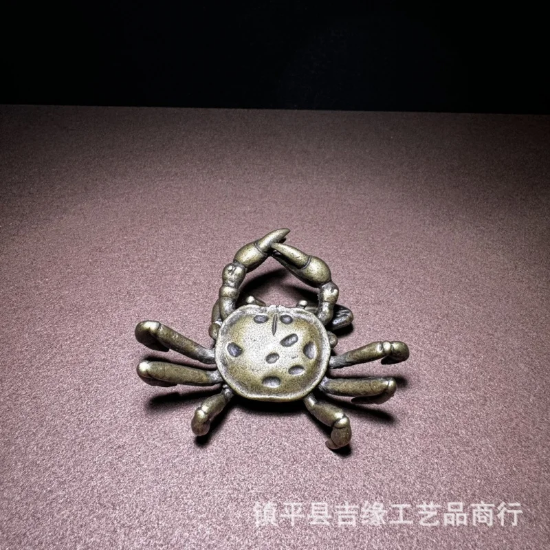 Copper crab craft desktop ornament, tea pet, cup lid mat, collectible small accessory