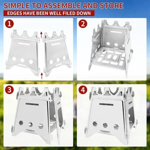 Portable camp wood stove, stainless steel, folding lightweight wood stove, outdoor walks traveling picnic barbecue 8 Main Sales Wood Fogao Portatil - №1
