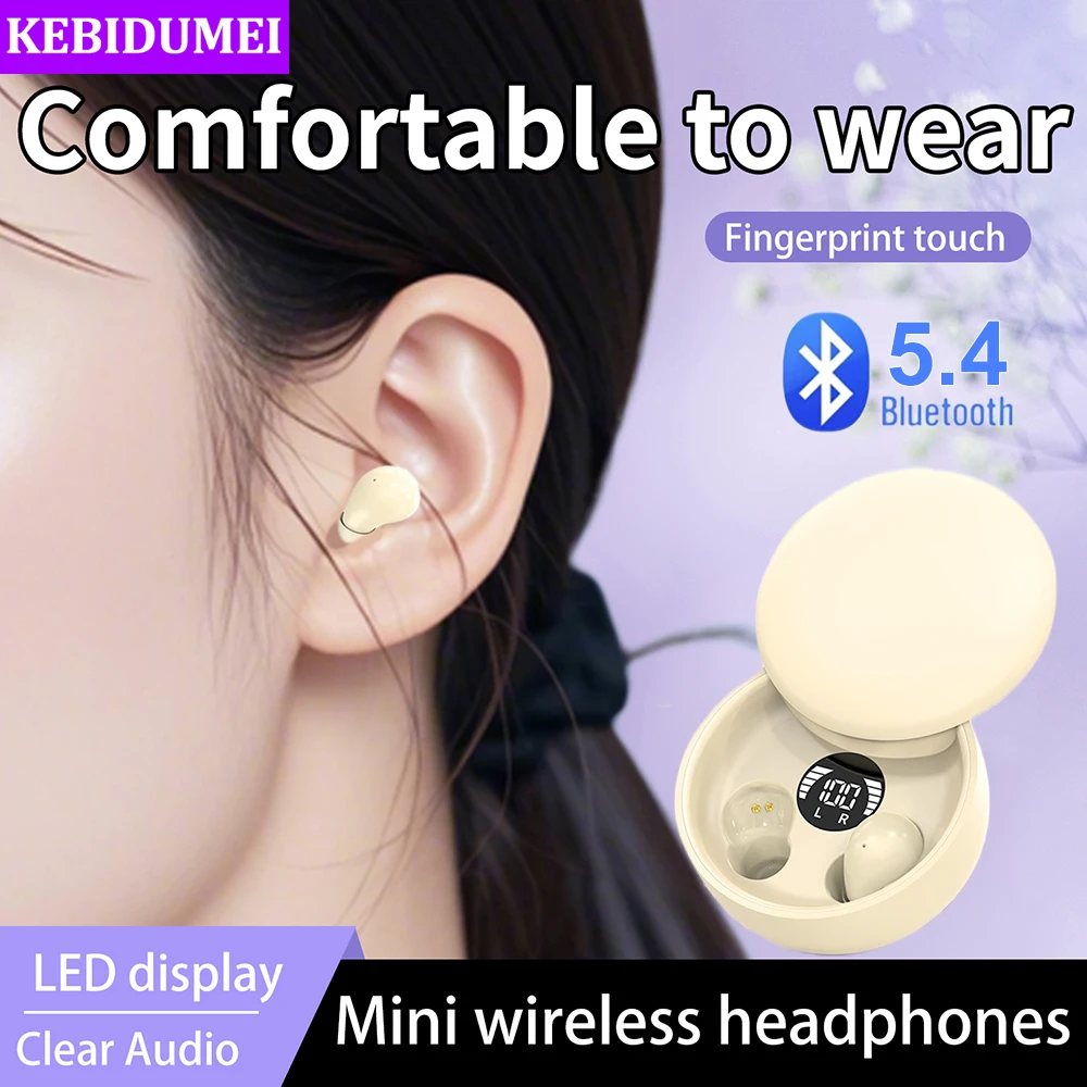 Casque de Sommeil Invisible Bluetooth 5.4, Mini Écouteurs TWS Sans Fil HIFI Stéréo, Réduction du Bruit, Caisses Étanches