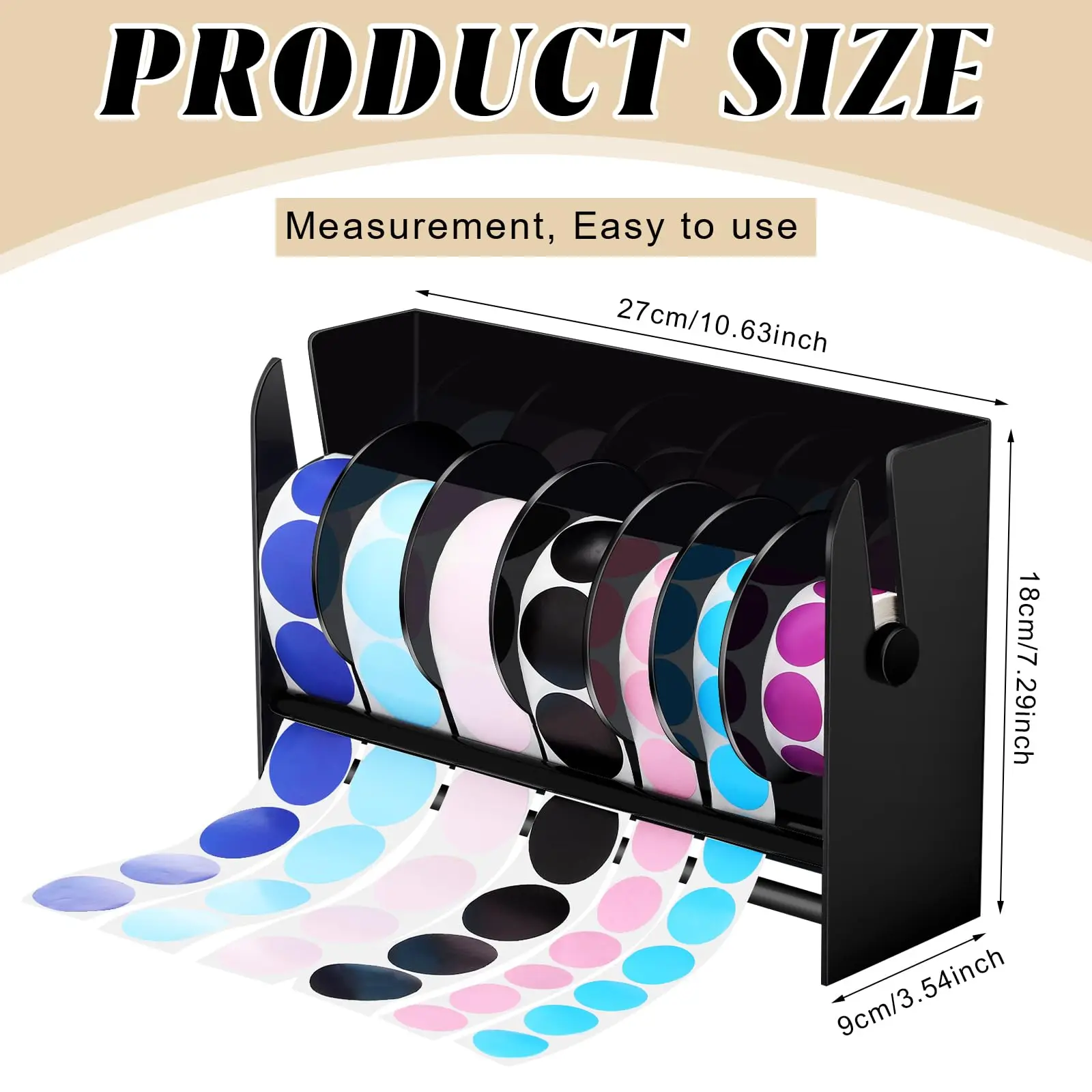 Adjustable Precision-Made Acrylic Roll Sticker Dispenser Label Holder Organizer Stand for Office Home Journal Business Use