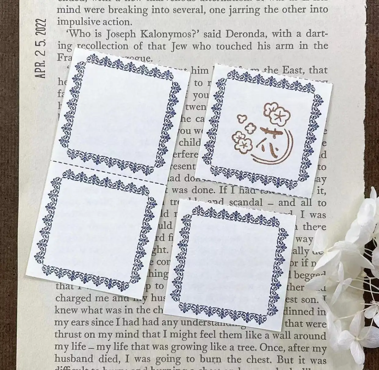 Retro Blue Brown Frames Notepad Memo Set Planner DIY Scrapbooking Card Making Decoration