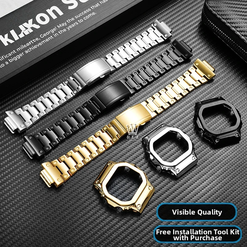 For Casio G-shock 3578 GW-BX5600 Modification Stainless Steel Case & strap Full Metal bezel band Upgrade kit | Silver/Black/Gold