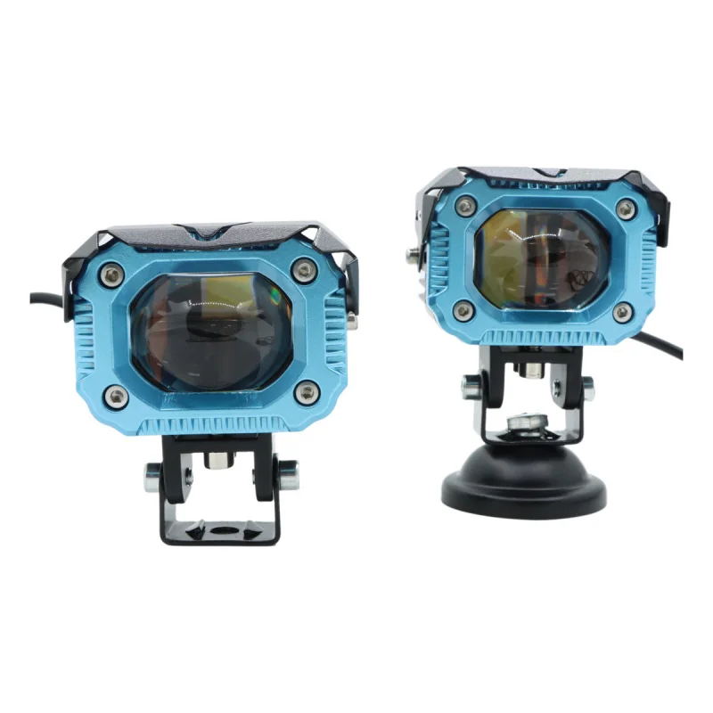 For Motorcycle Spotlight High and Low Beam Road LED with Lens Electric Vehicle Modified Lemon Green Tri-Color