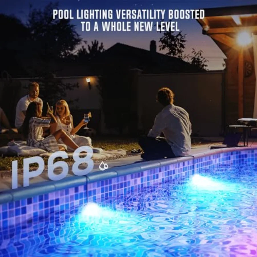 LED Swimming Pool Light, Surface Mounted Super Bright 30 Watt RGB Underwater Lamp with Mobile App and Remote for Inground and A