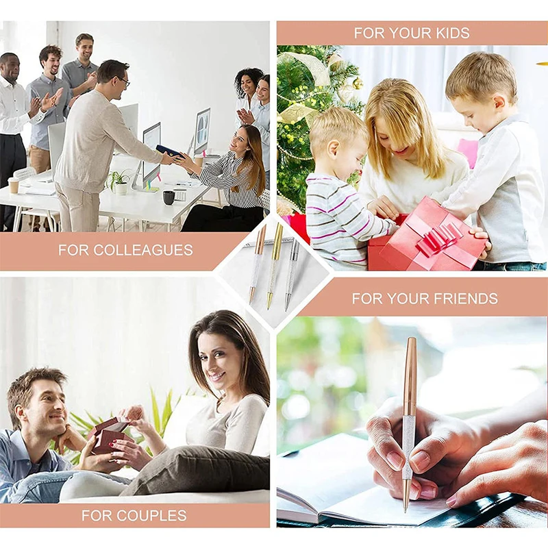 60Pcs 금속 크리스탈 볼 펜 로즈 골드 크리스탈 펜 결혼 선물 다이아몬드 펜