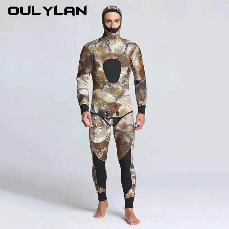 Wetsuit Men 3MM Neoprene Spearfishing Scuba Diving Suit Camouflage pieces Keep Warm Fishing Surfers with Chloroprene