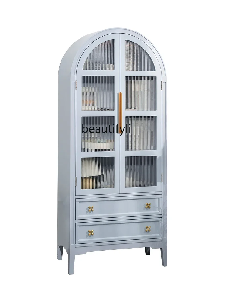 

xx1French Cream Style Bookcase Home High Cabinet Multi-Functional Sundries Minimalist Glass Cabinet