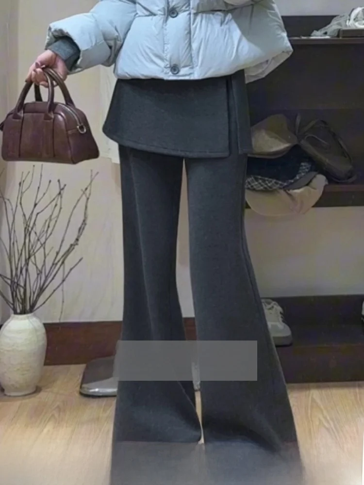 

Женские расклешенные брюки на флисовой подкладке, повседневные спортивные брюки с высокой талией, эластичным поясом, функцией сохранения тепла, для повседневной носки, однотонные