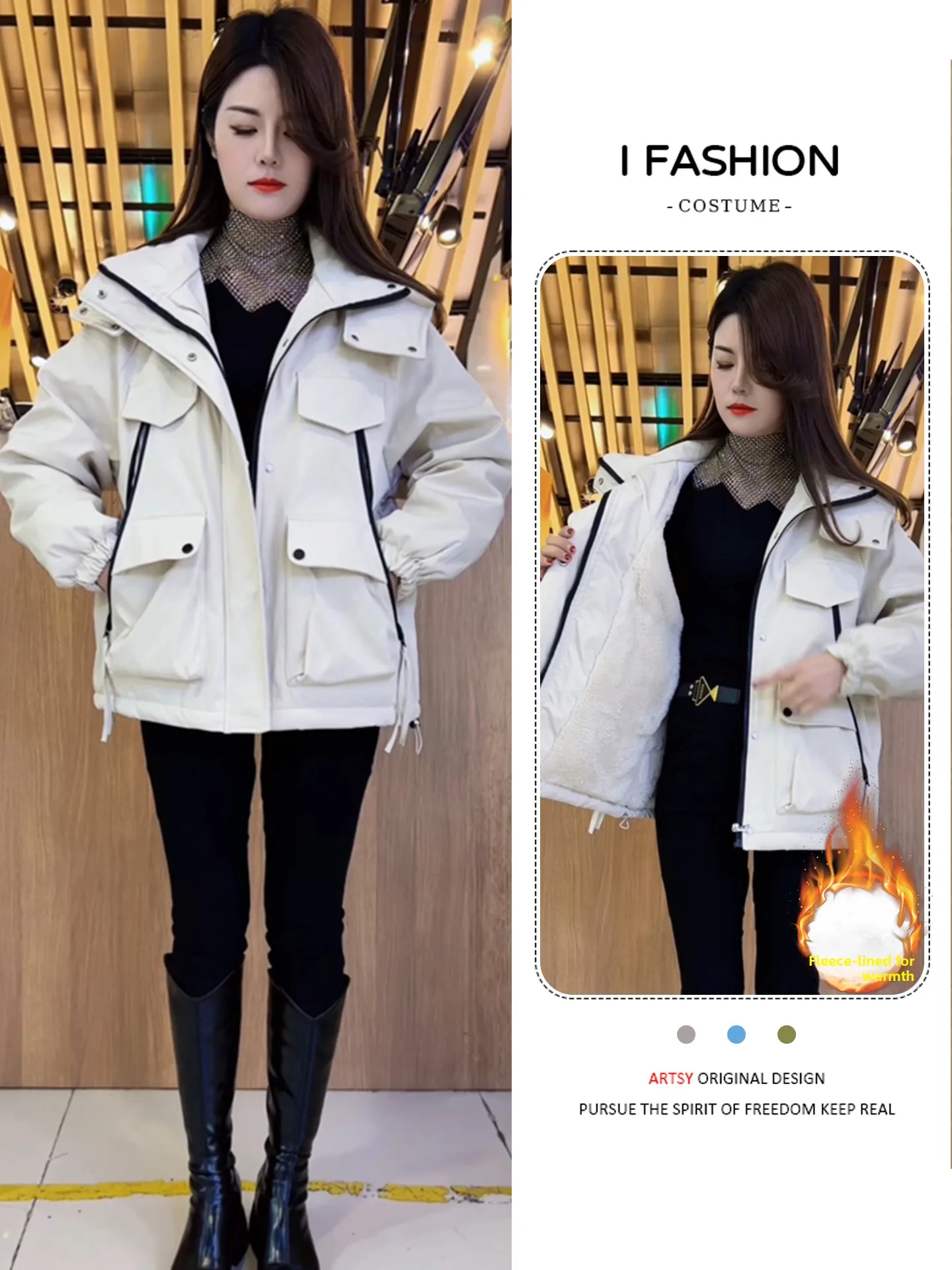 

Trendy Large Size Women's Jaet Winter 2026 New Arrival Hooded Cotton Coat Faionable Commute Korean Sle Thiened Zipper
