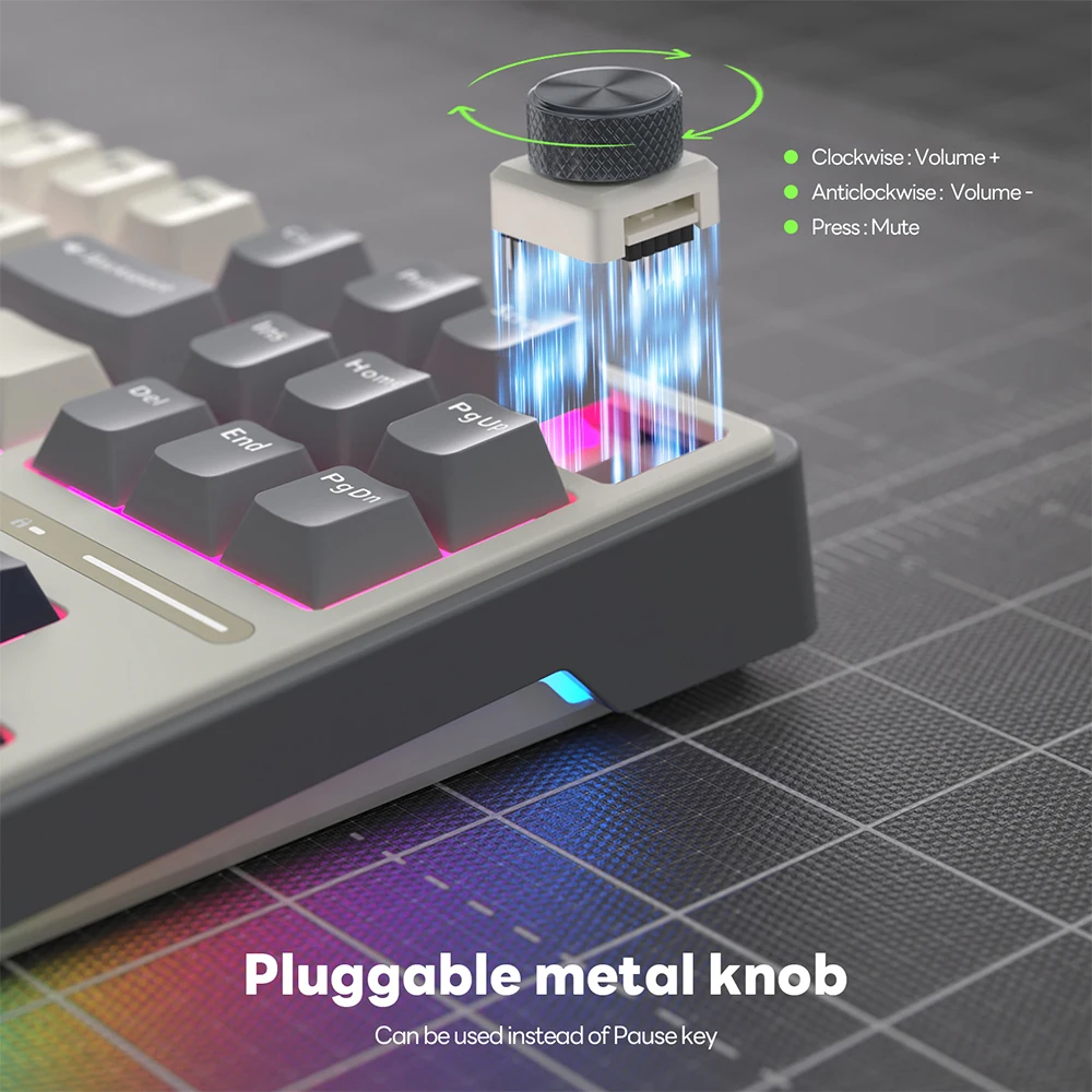 RK Royal Kludge R87Pro Gasket Mechanical Keyboard 87% RGB Backlit Hot-swappable Wired Gamer Keyboard with Knob MDA PBT Keycaps