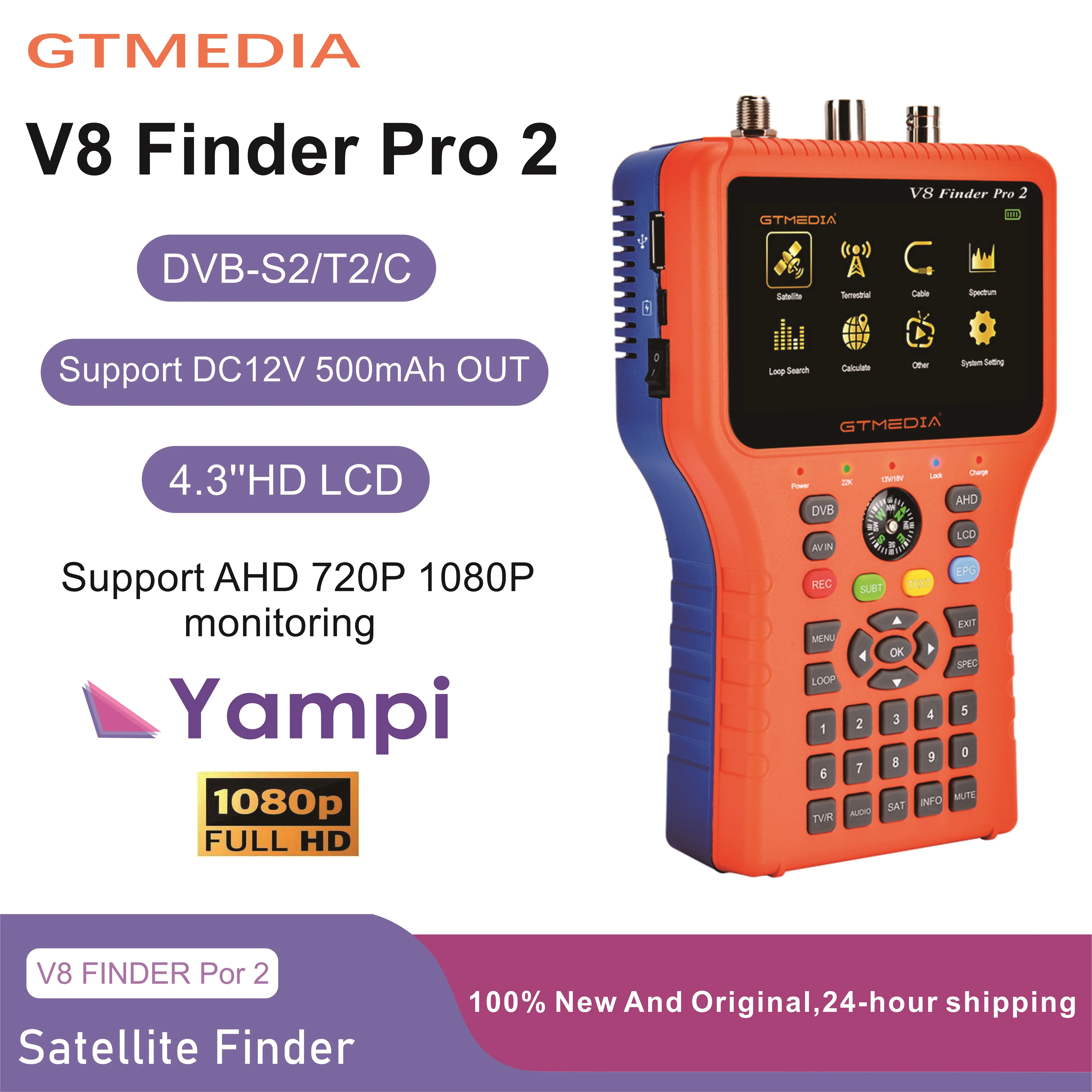 Medidor DVB-S2/T2/C Combo HD Digital Satfinder H.265 HEVC MPEG-4 WS6933 do localizador de sinal do localizador Gtmedia V8 Pro 2