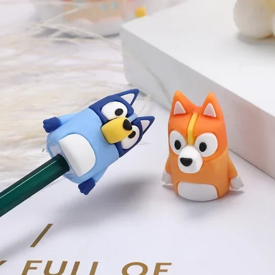 Bluey Pencil Sharpener Heeler Bingo Chilli Cartoon Portable Student School Learn Stationery Pencil Sharpener Pvc Model Ornaments