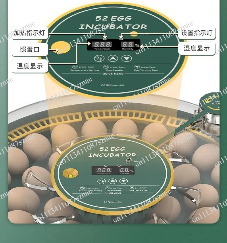 52H Fully Automatic Mini Home Egg Incubator, Intelligent Household Poultry Hatcher for Chicken Duck Quail Eggs