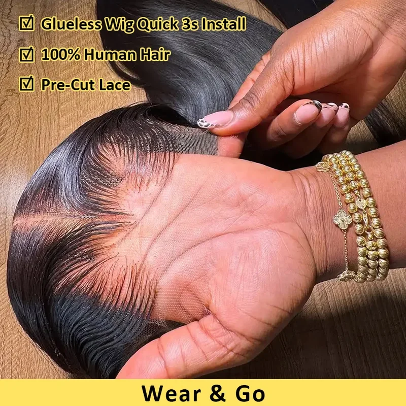 

30 34 40 Inch 13x6 HD Transparent Bone Straight Lace Frontal Wigs 5x5 Glueless Wear and Go Human Hair Wig 200 Density for Women