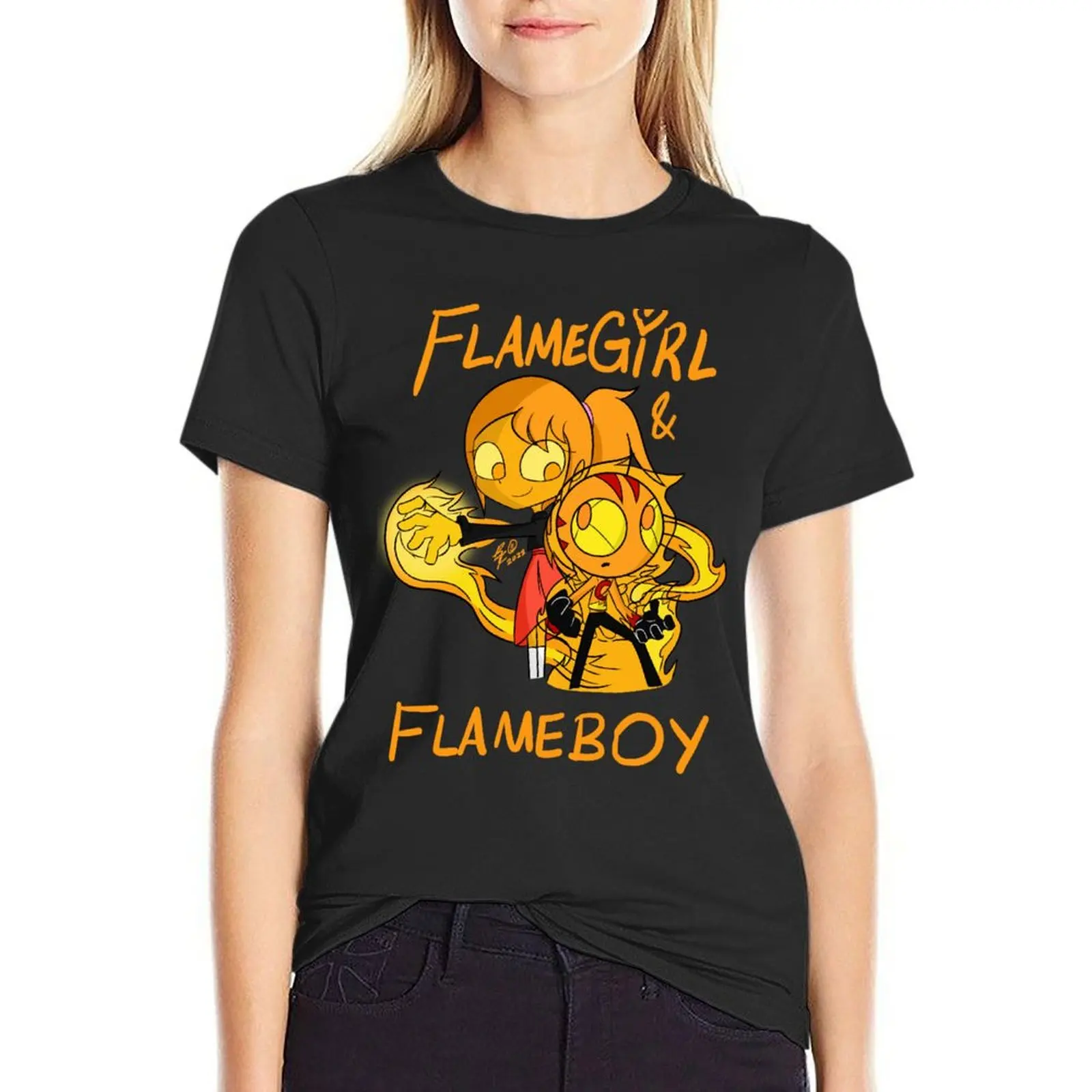 

Flamegirl & Flameboy T-shirt kawaii clothes Female clothing graphic t-shirts for Women