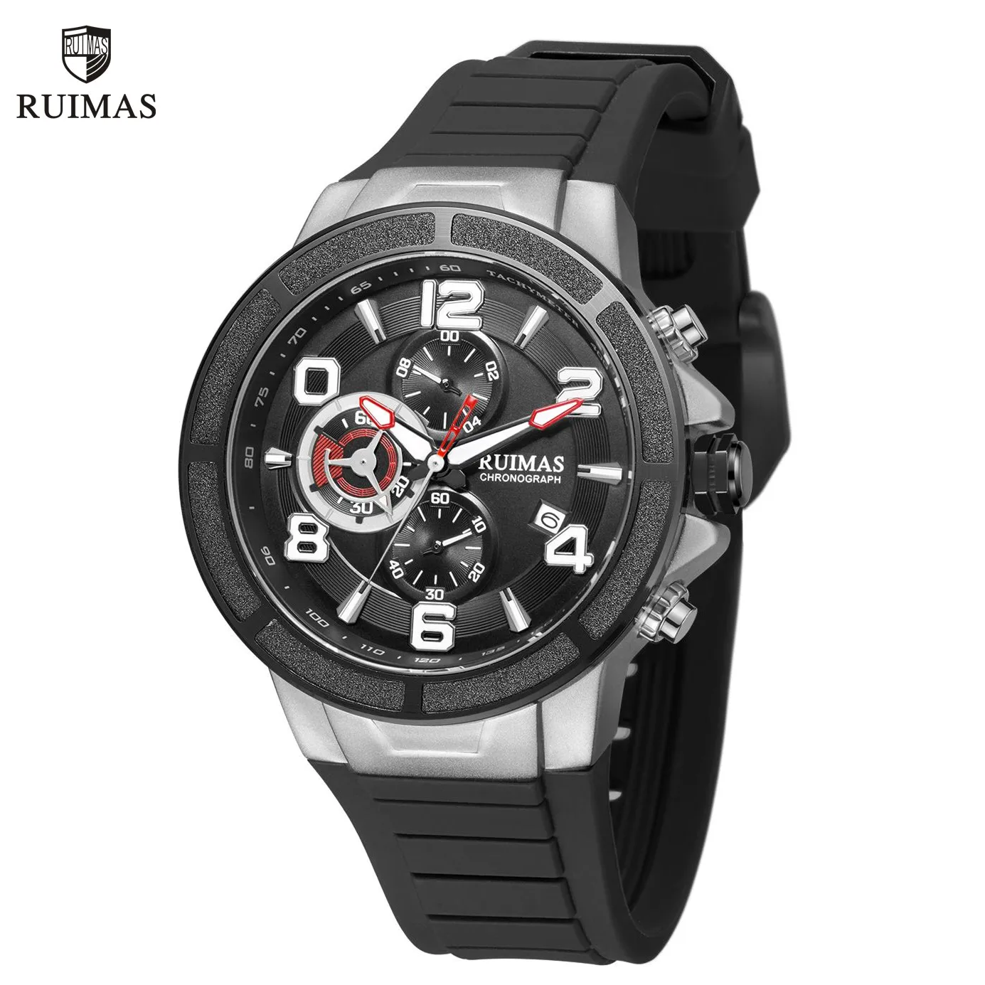 RUIMAS Chronograph Top Brand Luxury Quartz Watches for Men Waterproof Silicone Sports Clock Wristwatch Calendar Montre Homme 587