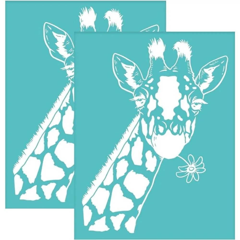 

2pcs SelfAdhesive Silk Screen Printing Stencil Giraffe Pattern Reusable Silkscreen Stencil Washable Mesh Transfers Stencil