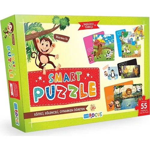 Blue Focus – Puzzle intelligent de 55 pièces, 10 animaux différents