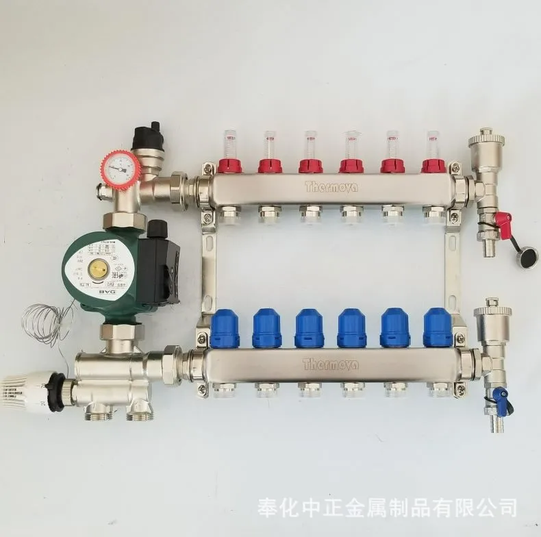 Large Flow Underfloor Heating Water Distributor with Mixed Water System Underfloor Heating Pipe Geothermal Water Distributor