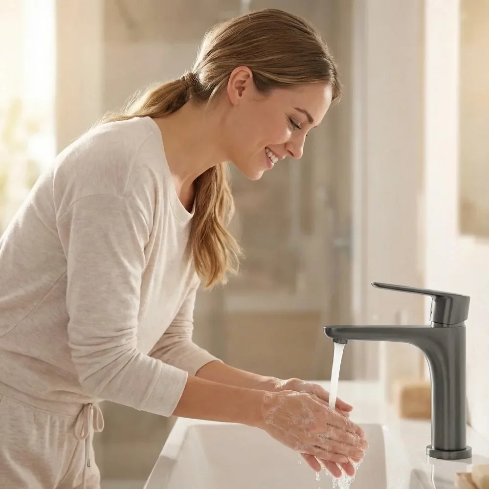 

Смеситель для раковины STARON из латуни, современный, с одной ручкой, для установки на столешницу, для горячей и холодной воды