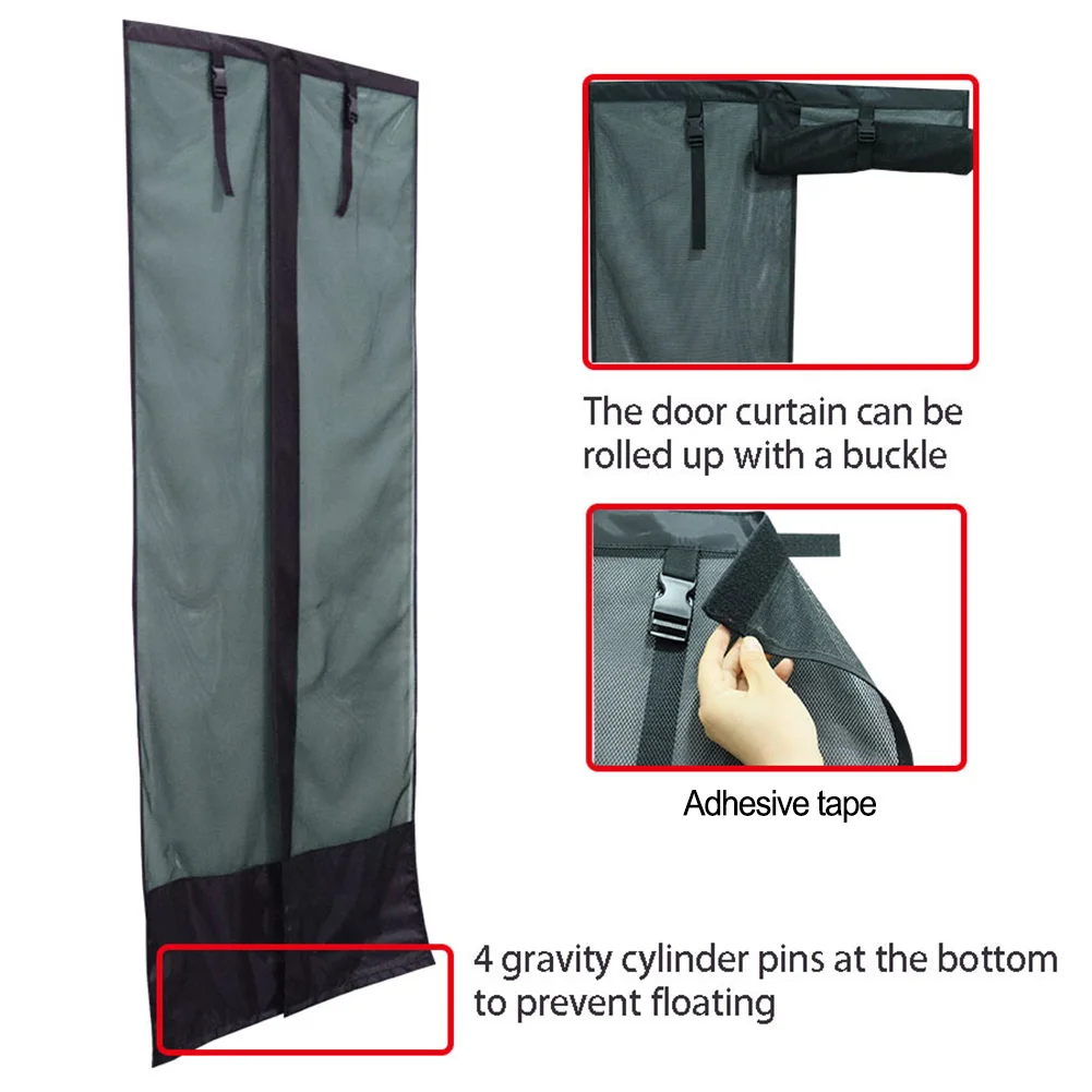 202x72.5cm Black RV Door Screen Curtain Mesh Netting Sunshade For Trailers Easy Installation Breathable Car Sun Protection