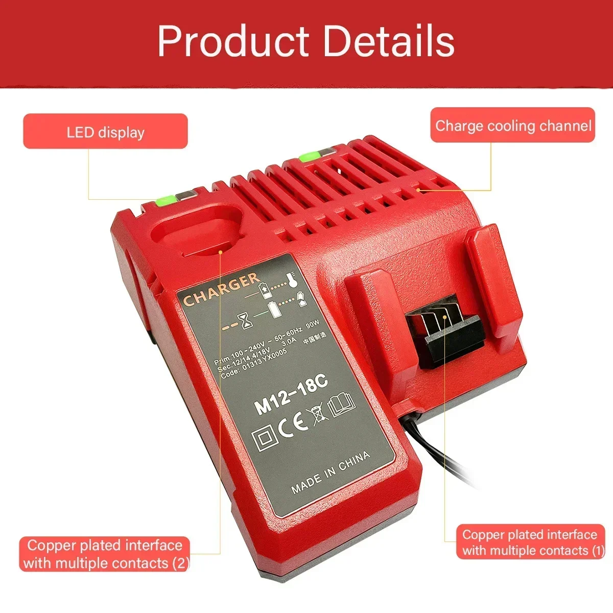 Imagem -03 - para Milwaukee M1218 N14-18 Ferramenta Porta Dupla Multi-tensão Li-ion Bateria M12 M18 Eua ue Plug Substituição 12v-18v 3a Carregador Rápido