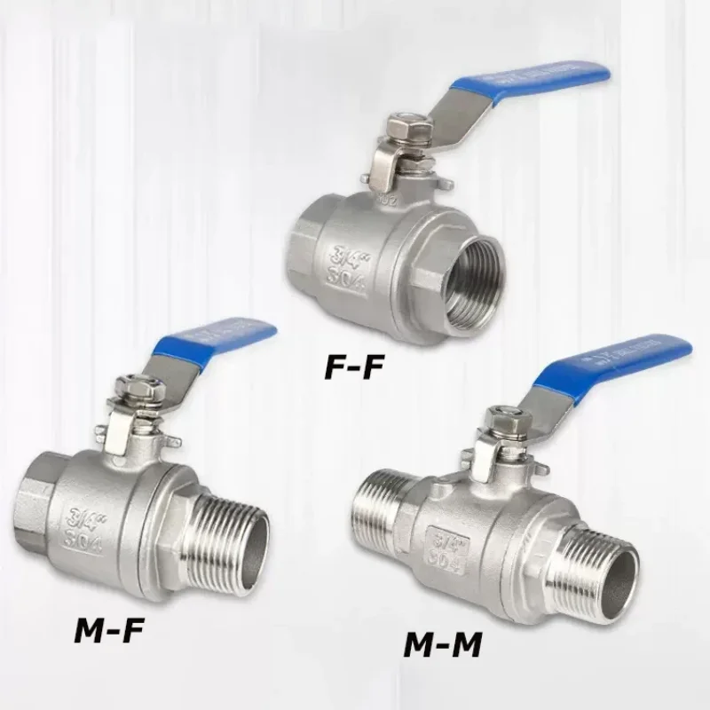 1Pcs of 1/8" 1/4" 3/8" 1/2" 3/4" 1" BSPT Equal Female Full Port 2P Ball Valve 304 Stainless Steel Water Gas Oil
