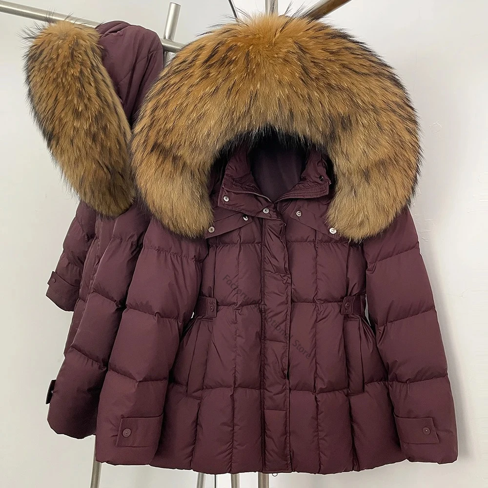 Women's Winter Down Jacket with Hood Coats for Woman Winter 2026 Parka with Natural Fur Top Women Lightweight Padded Jackets
