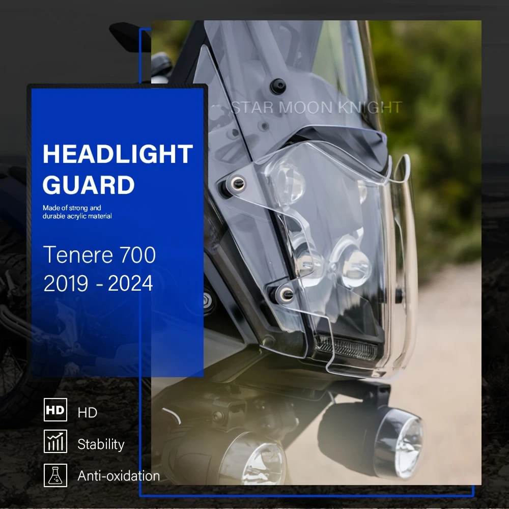 

For YAMAHA Tenere 700 Tenere700 XT700Z XT 700 Z 2019 - 2024 Motorcycle Headlight Protector Light Cover Protective Guard Acrylic