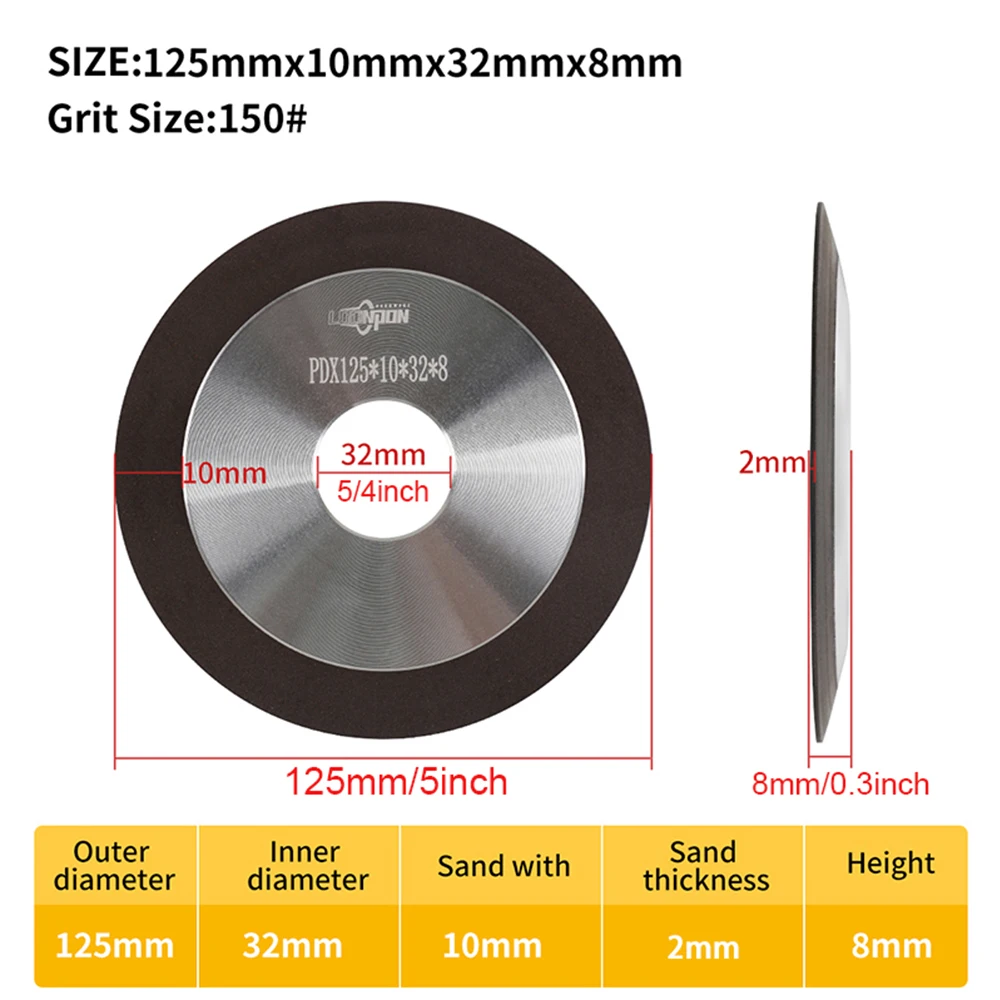 100mm/125mm/150 확대 다이아몬드 그라인딩 휠 커팅 디스크 수지 본드 그라인더 숫돌 초경 금속 텅스텐 강철 Mill150Grit