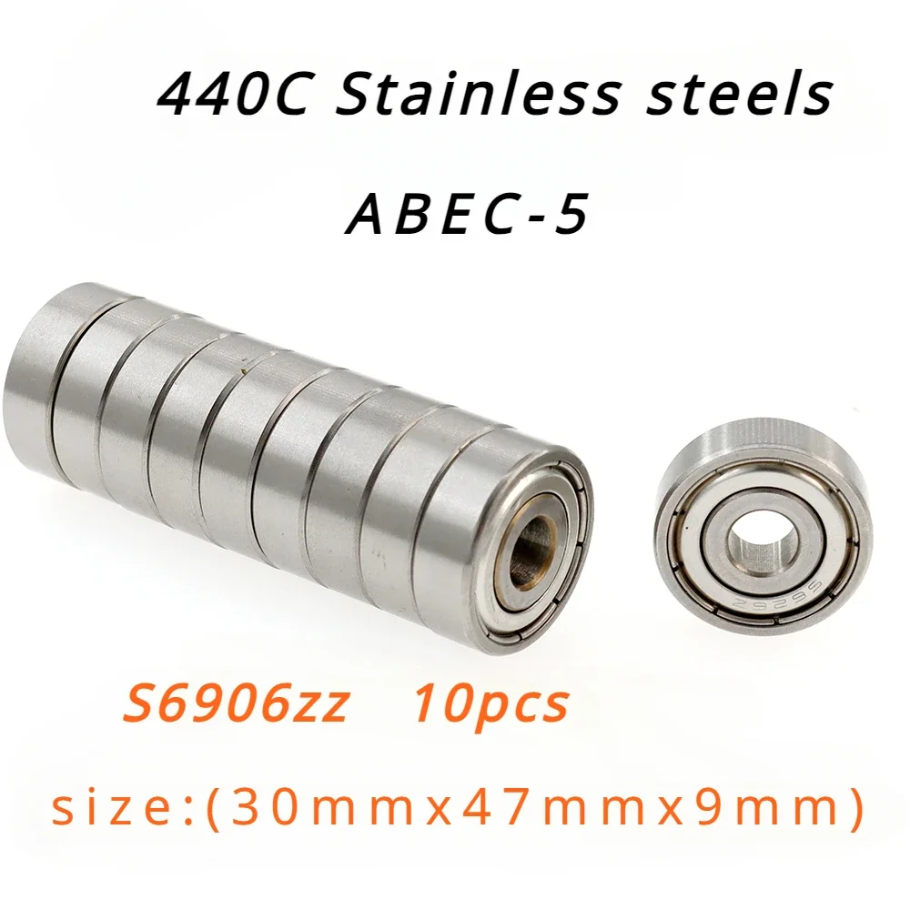 

Veekraft High Performance 440C Stainless Steel ABEC-5 Deep Groove Ball Bearings - S6906zz 10pcs Size: 30mmx47mmx9mm