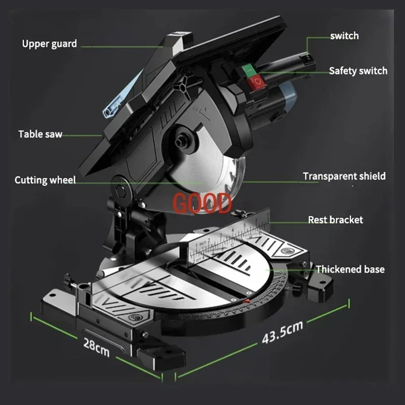 TAO 210A Compound Miter Saw Multifunctional Cutting Machine 45° Woodworking Aluminum Sawing Machine Electric Angle Cutting Machi