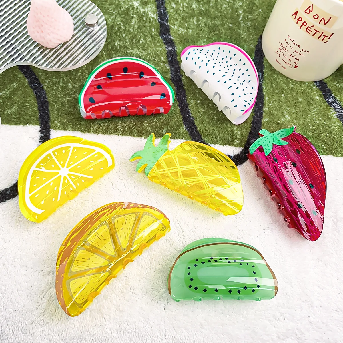 Creative Fruit Lemon Clip Acrylic Hair Accessories Hair Clip Back of The Head Hair Clip Korean Style Shark Clip