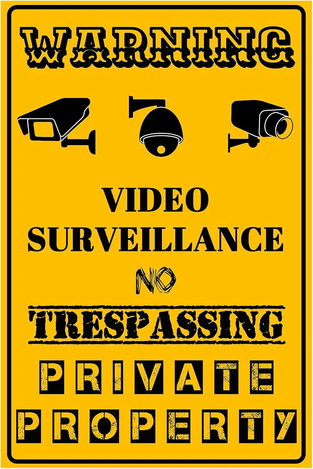 Video Surveillance Sign, Private Property No Trespassing Sign Waterproof Weatherproof and Fade Resistant, 24 Hour Surveillance S