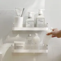 White Non perforated Bathroom Shelf Floating Shelf for Wall Shelves Shower Hardware Bathroom Shelf Wall Storage Rack