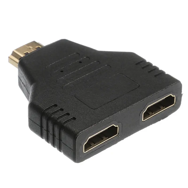 Mini HDMI-Compatible Male to Female 1 In 2 Out 1080P Splitter Converter Head Adapter for HDTV Tablet PC Notebook Connector Port