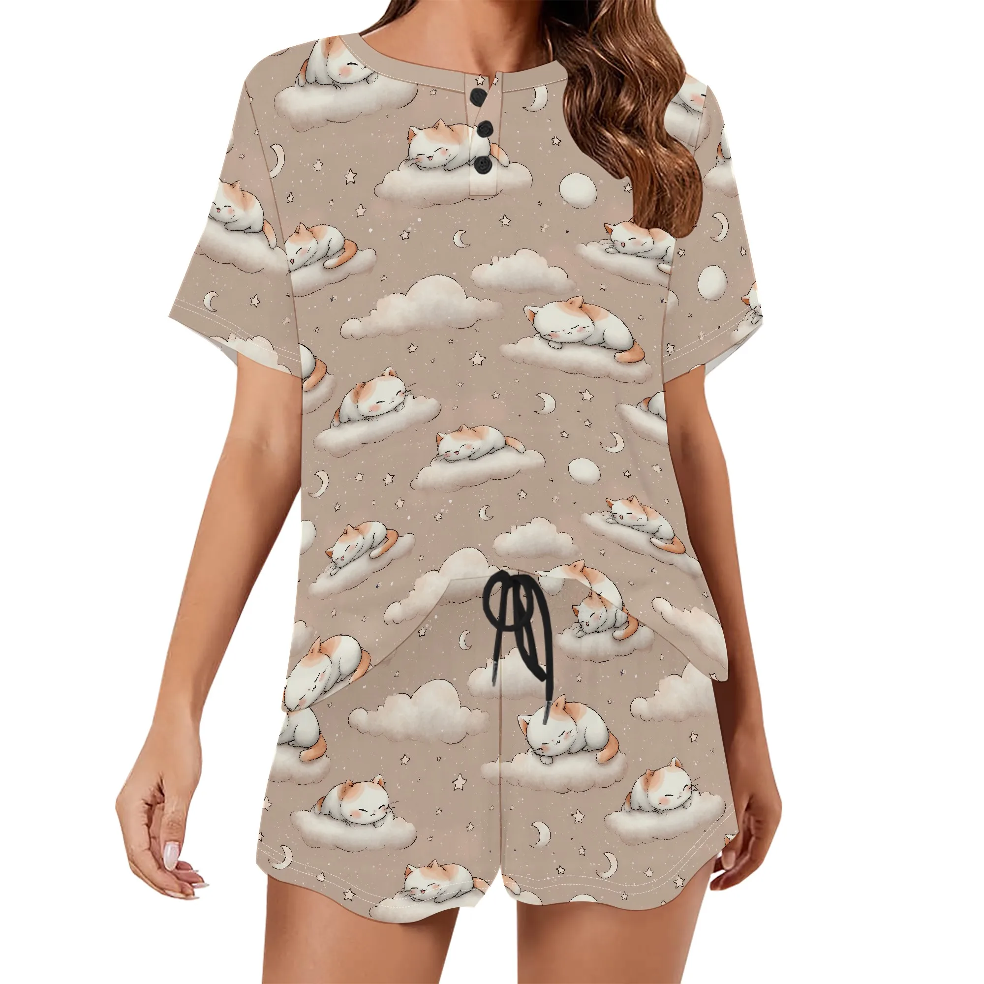 

Women’s Button Front Short Sleeve Lounge Romper – Cozy Sleepwear for Home, Pajama Party or Relaxed Weekend S-3XL