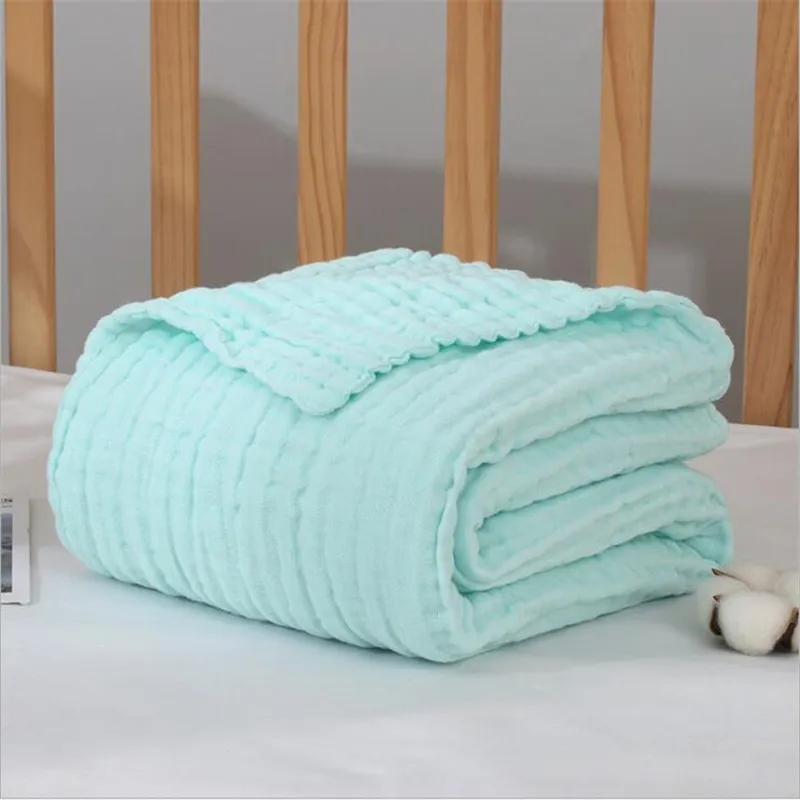 Manta de muselina de algodón para niños, toalla de baño de 110x110cm, fuerte absorción de agua, 6 capas, ropa de cama transpirable para bebé