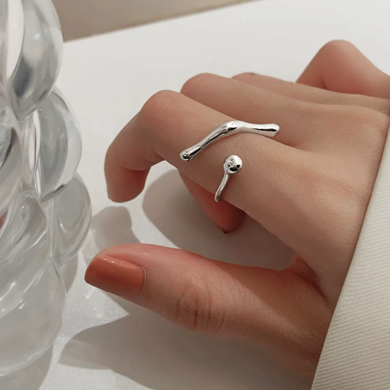 Women's 925 Sterling Silver Minimalist Adjustable Ring, Handmade