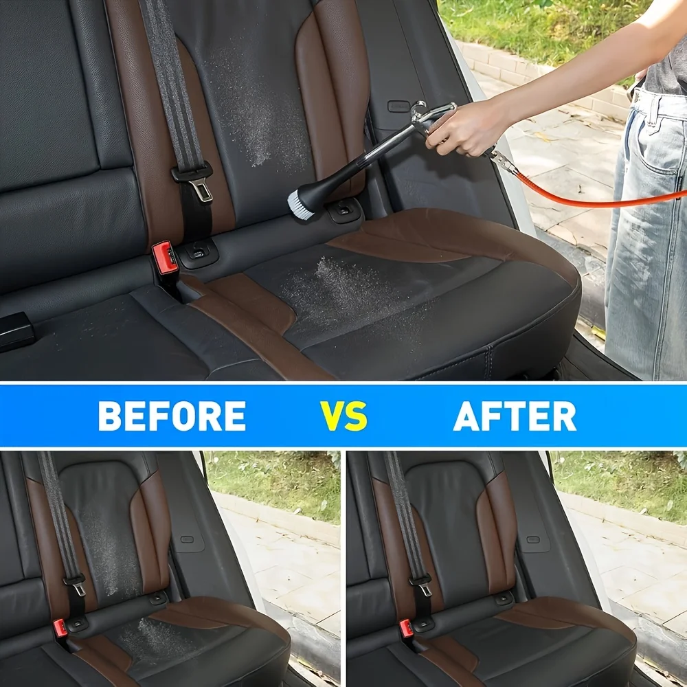 Luftpuls-Autoreinigungspistole mit 2 Düsen & Bürste, 1/4-Zoll Schnellanschluss Autoinnenraum-Detailing-Werkzeug für Sitze & Lüftungsöffnungen – Detail 6