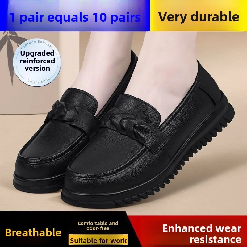 Comfortable Anti-Slip Soft Bottom Plastic Loafers Women's Shoes for Standing Long Time Waterproof Casual Shoes round Toe Flat...